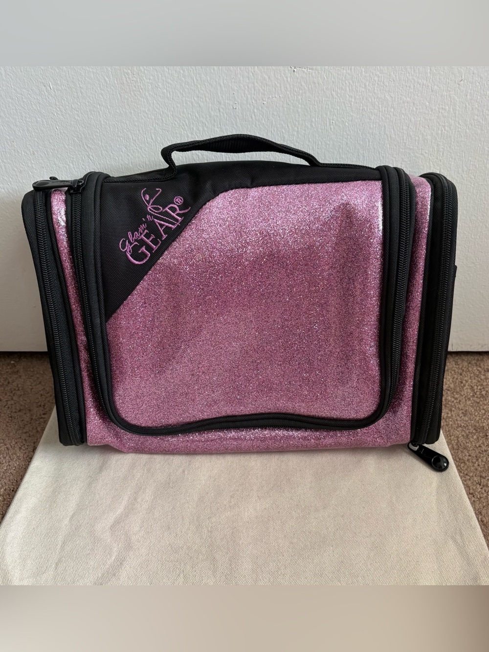 Glam’r Gear Purple/Black Glitter Makeup Travel Case Organizer with Mirror Dance